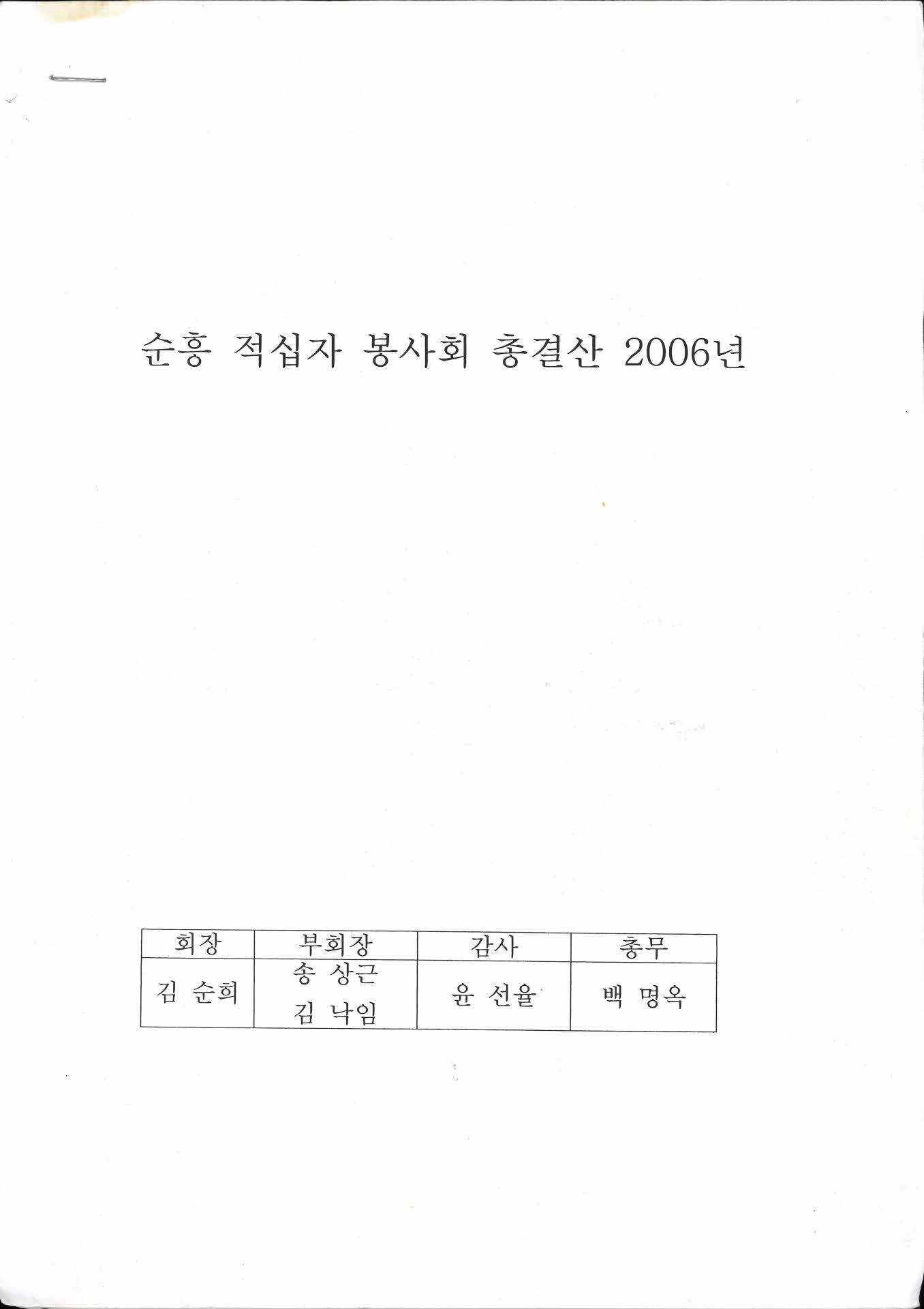 순흥 적십자 봉사회 총결산 2006년