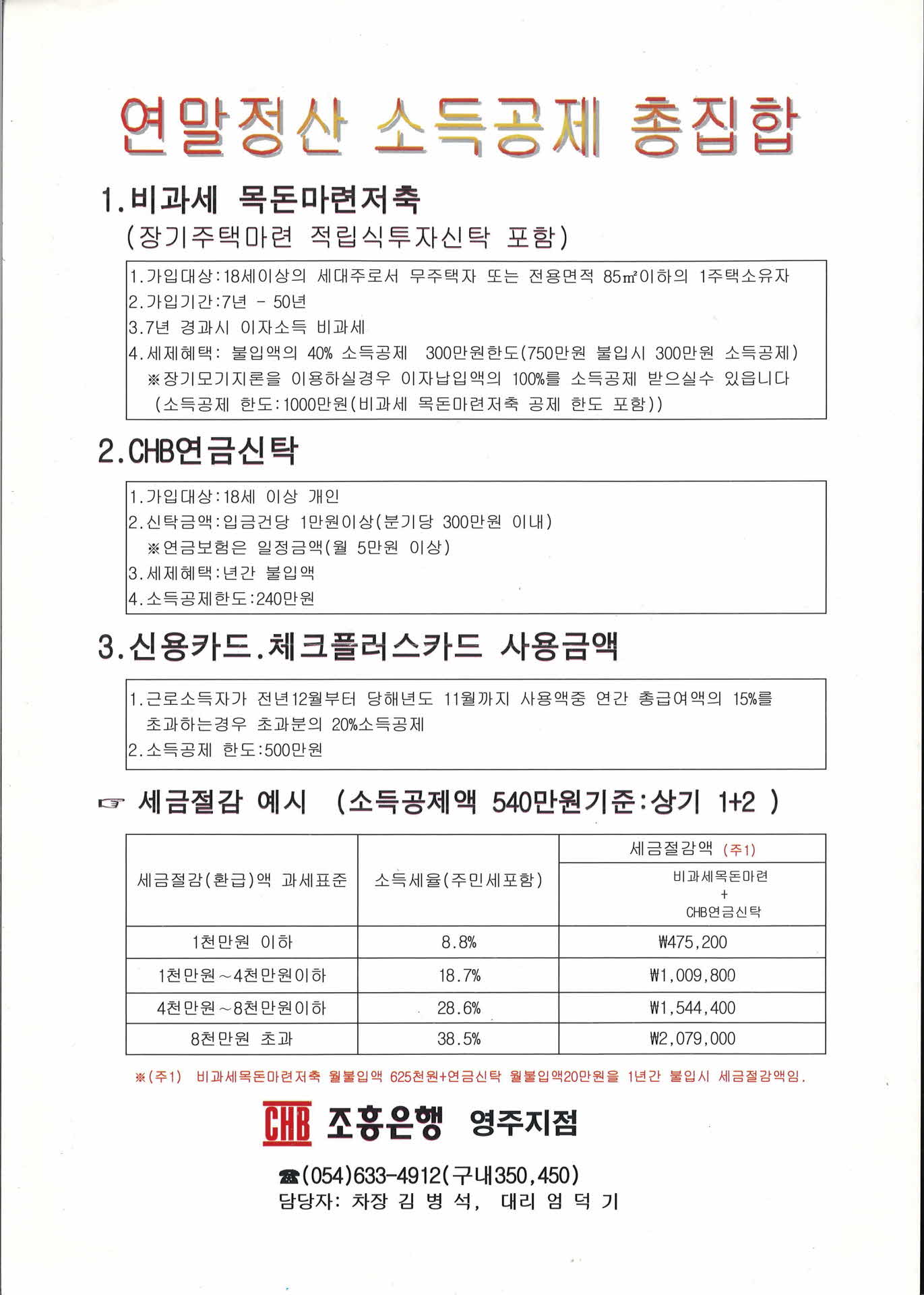 조흥은행영주지점연말정산소득공제총집합전단지