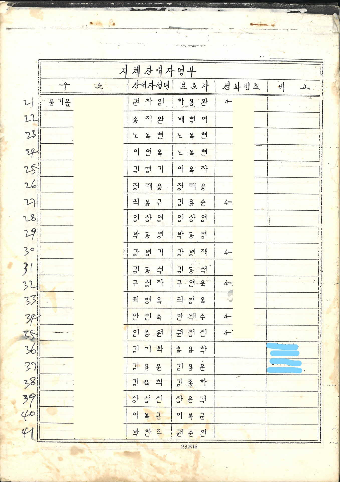 자체장애자명부