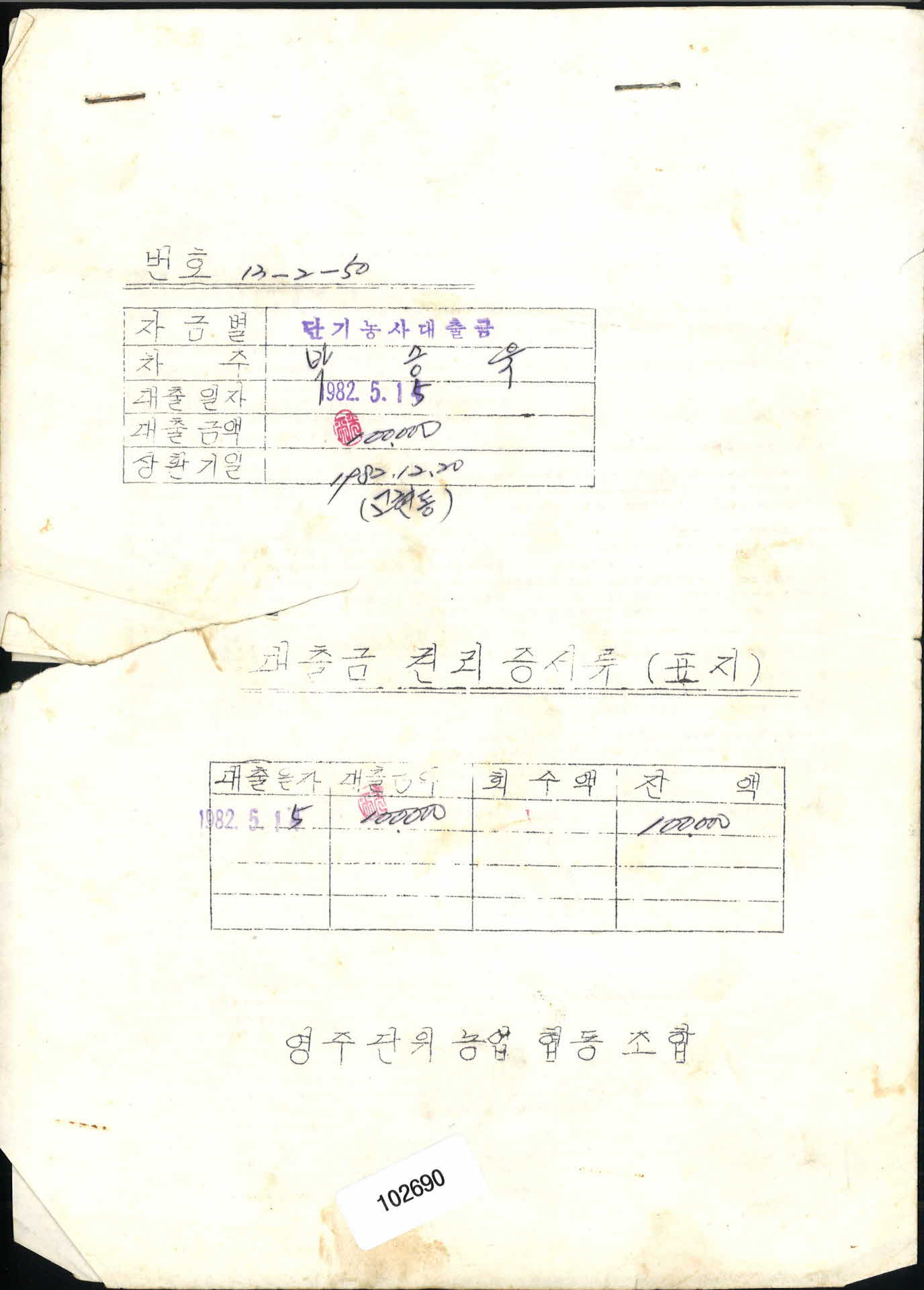 대출금권증서류