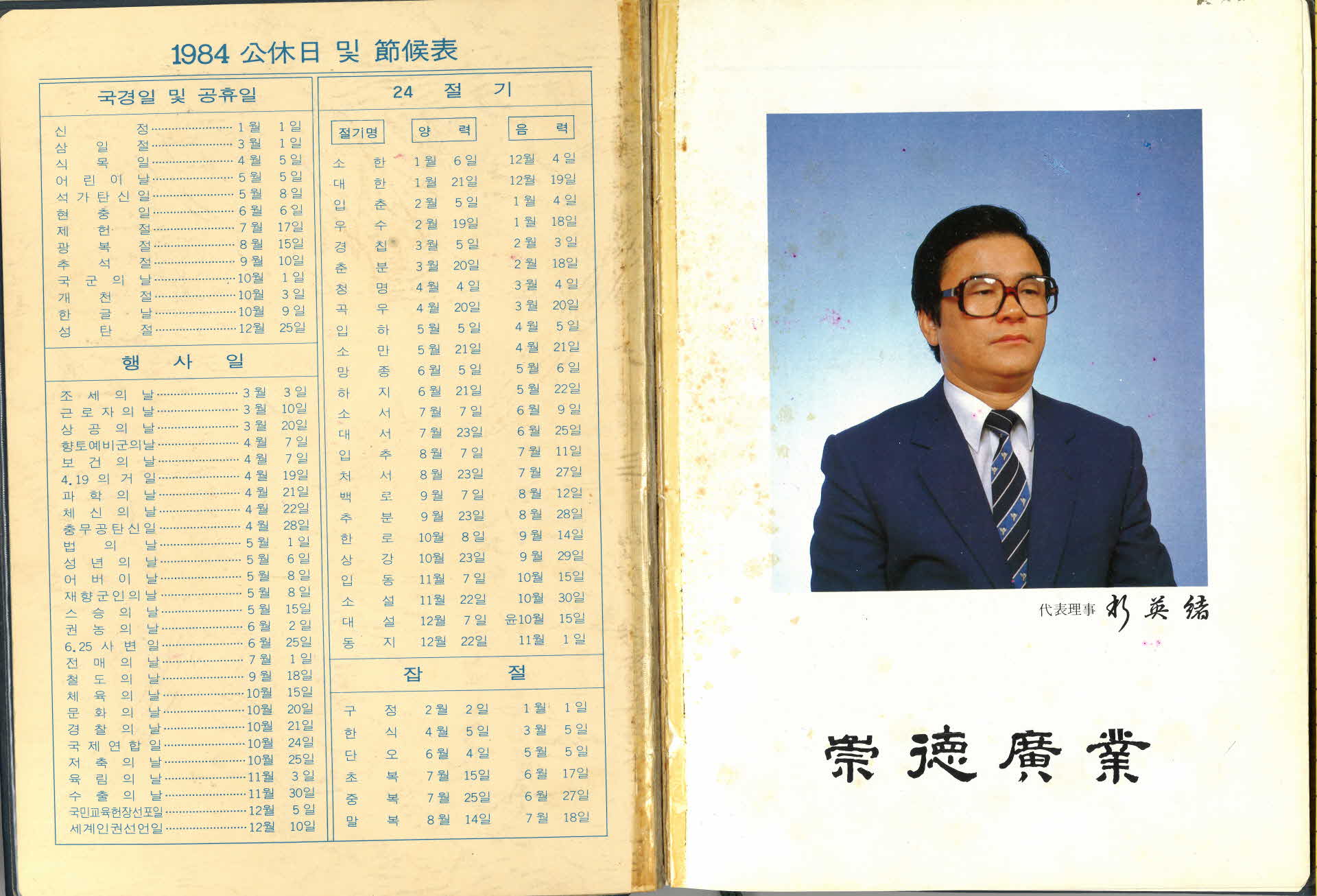 1984년 개인 일기장 1