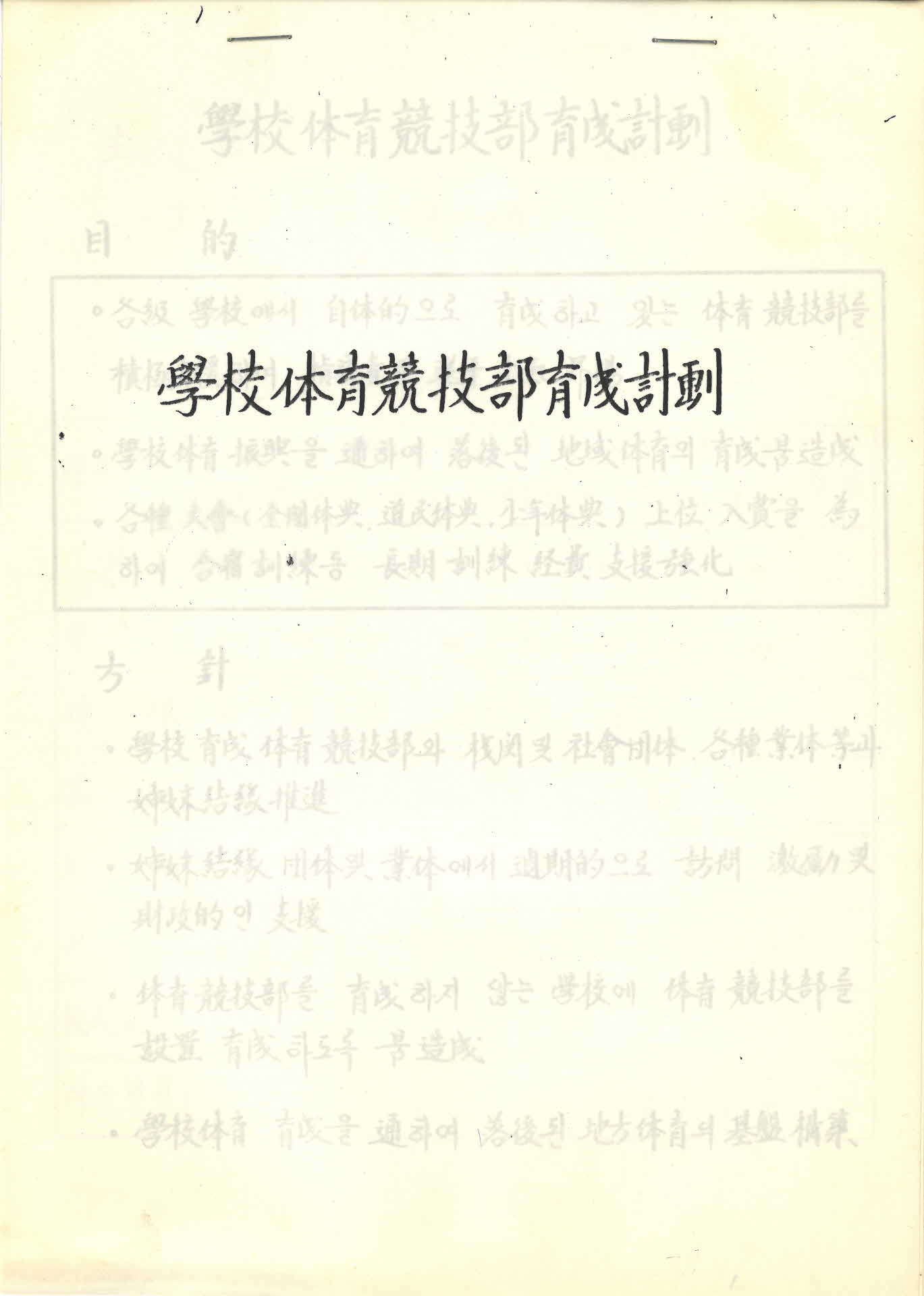 학교체육경기부 육성계획