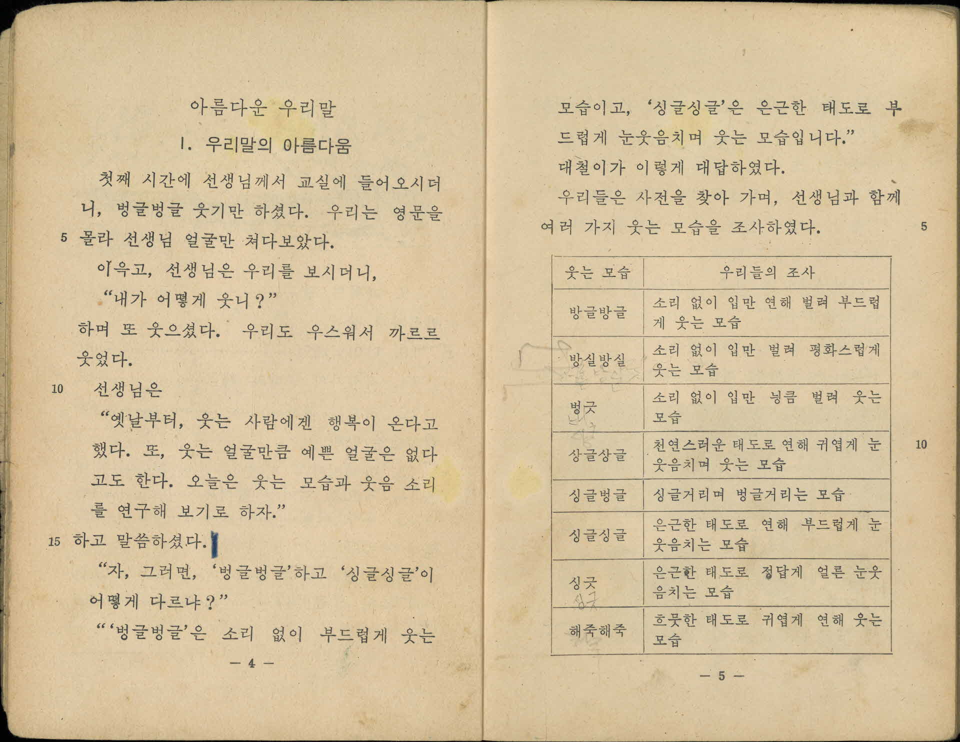 국민학교 5학년 2학기 국어 교과서