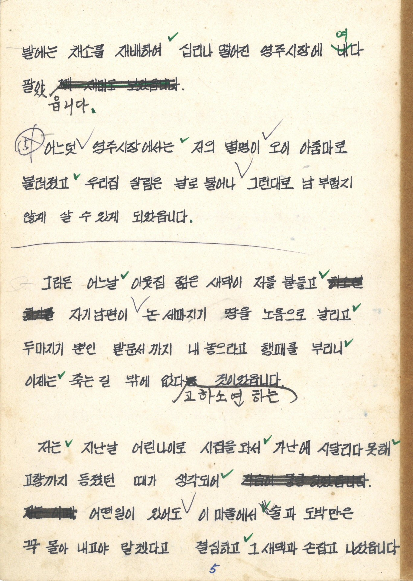 집념의 문정마을 새마을 어머니회 수기 발표문 (영주읍 문정리 부녀 지도자 정명규)