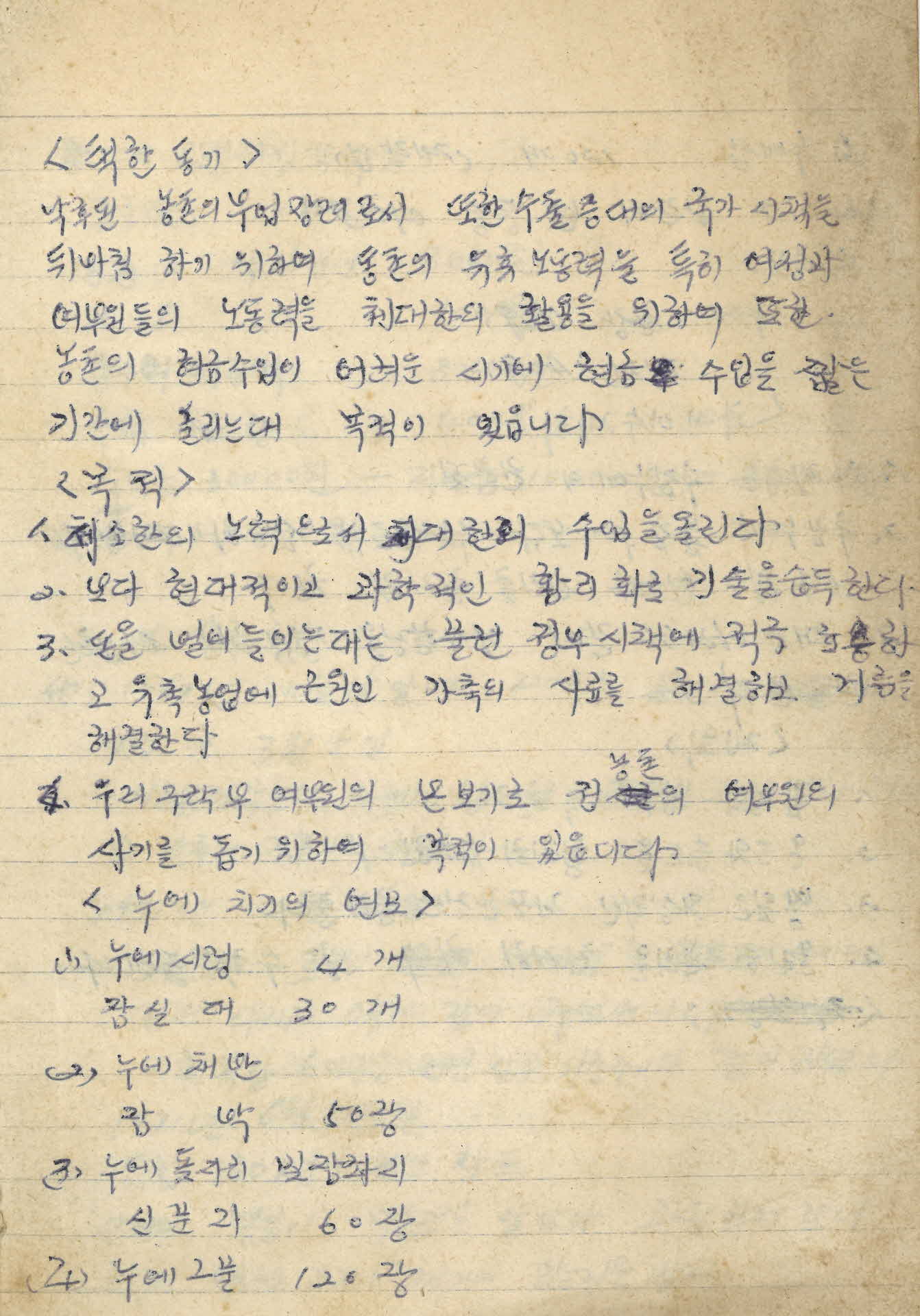 누에치기 연구 기록장