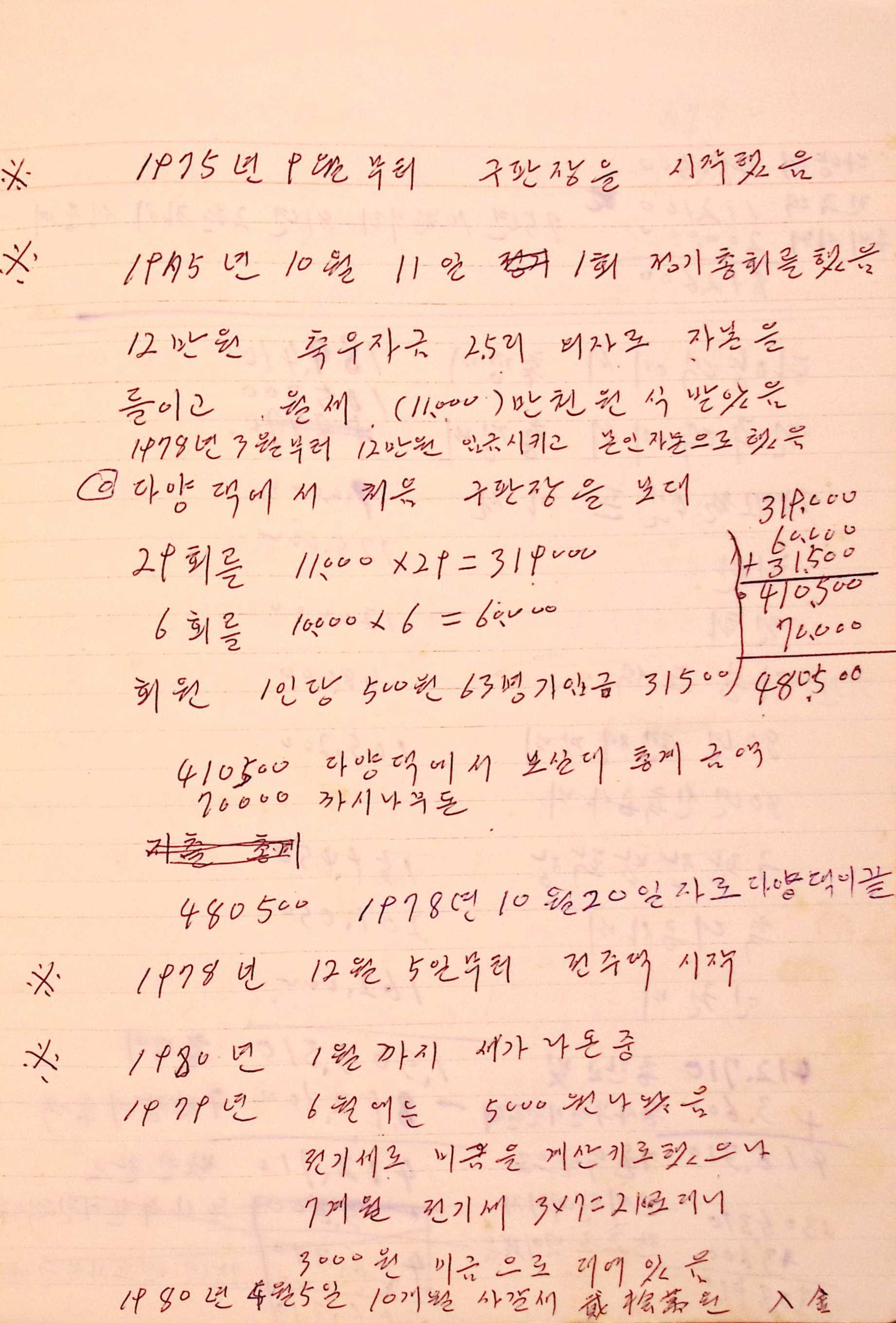 새마을 어머니회 구판장 총결산 장부