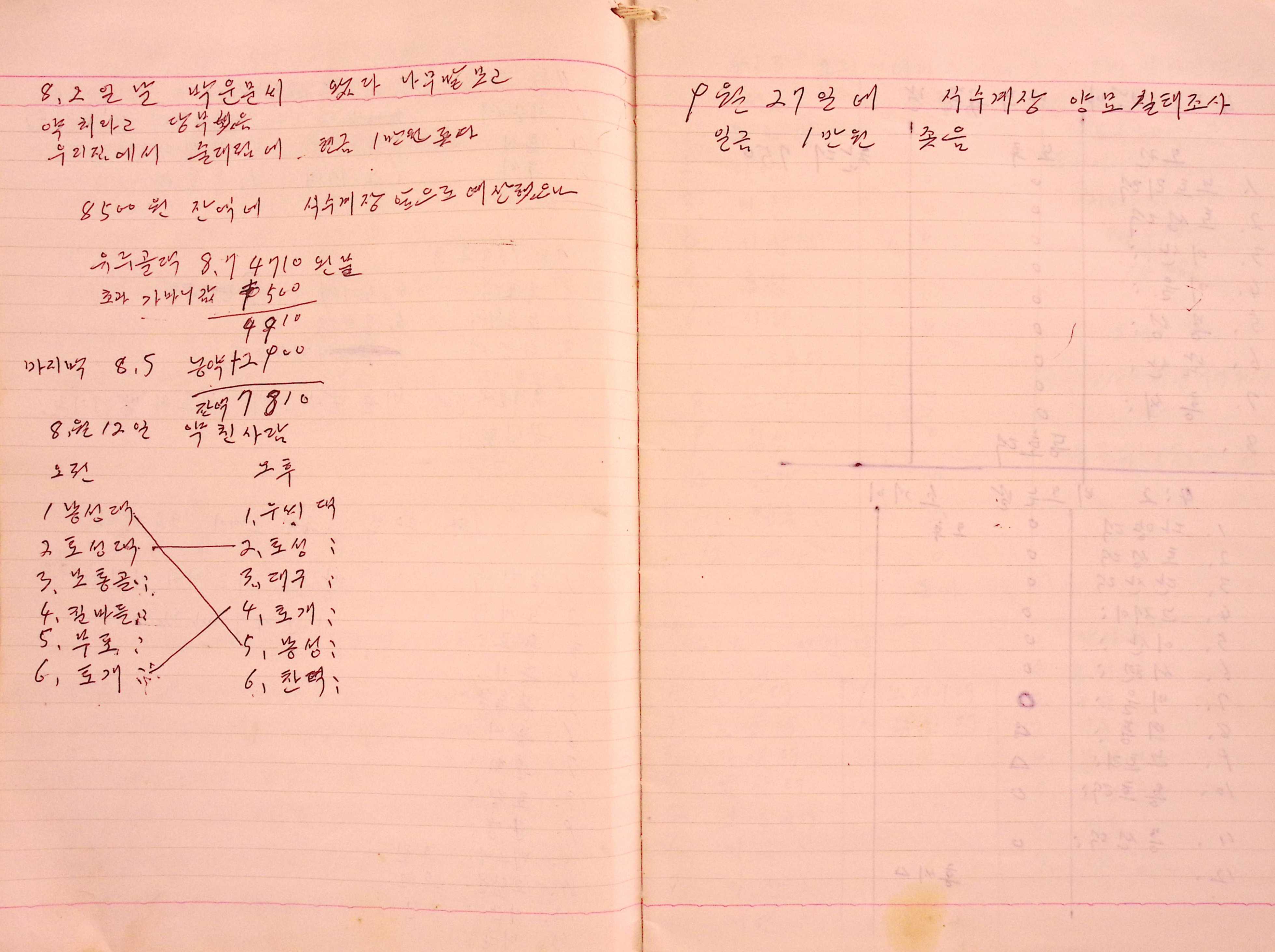 새마을 어머니회 마을 양묘 작업일지(1978년)