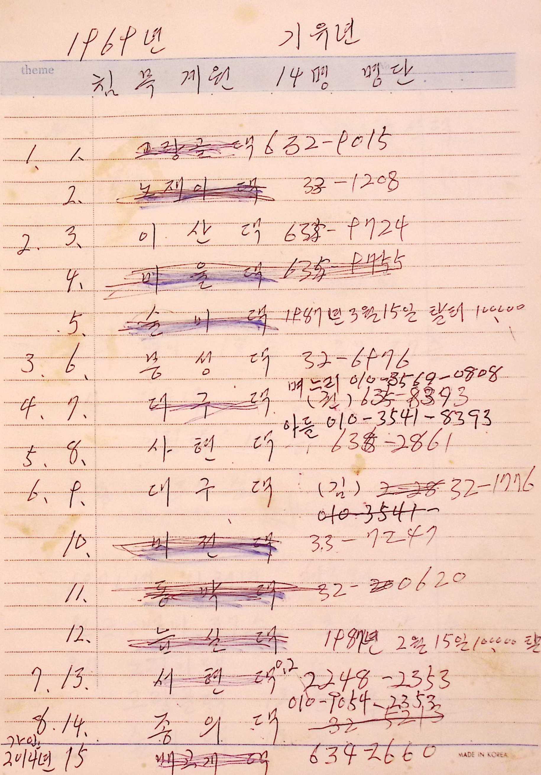 새마을 어머니회 친목계 기록부