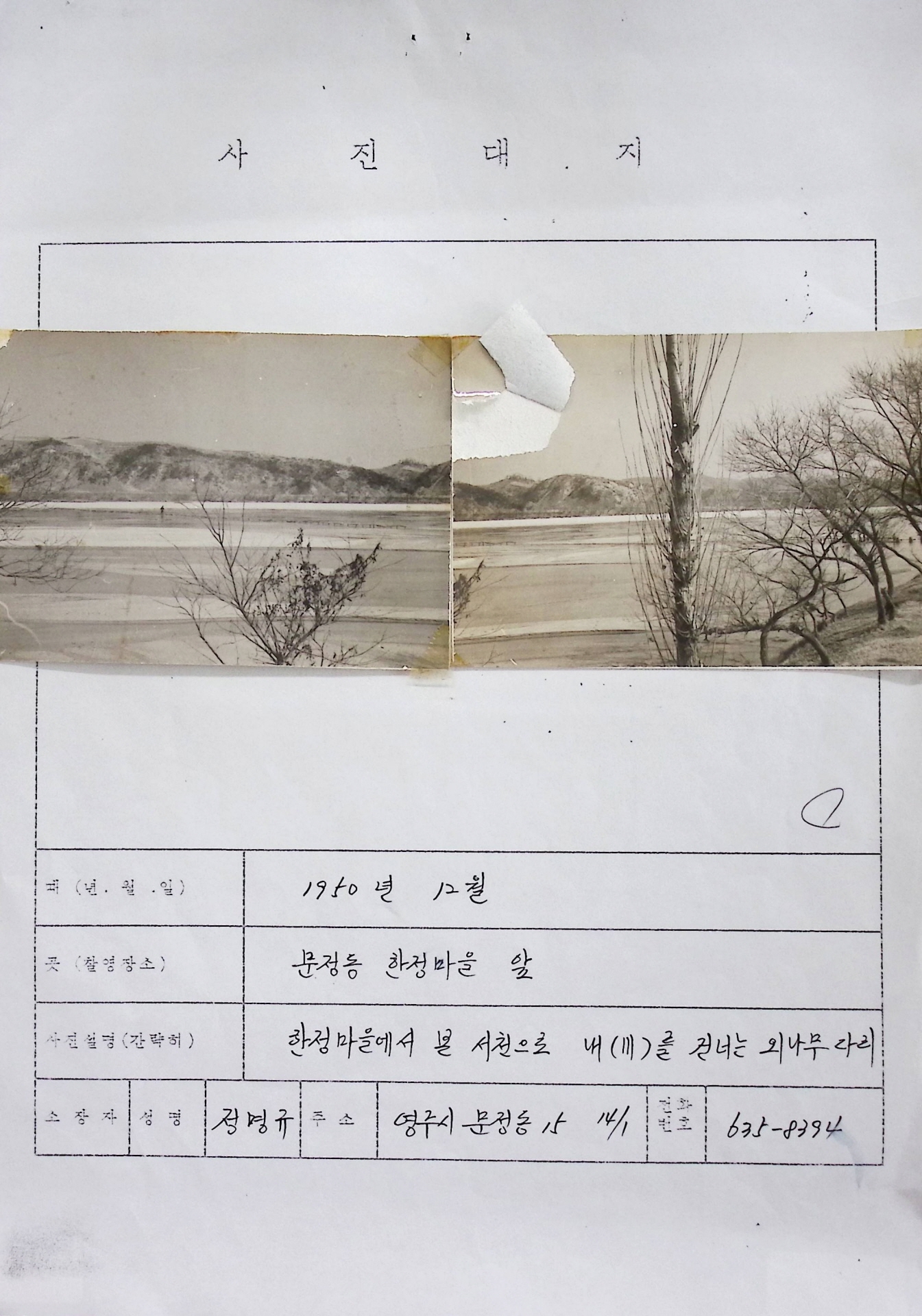 한정마을 외나무 다리 사진